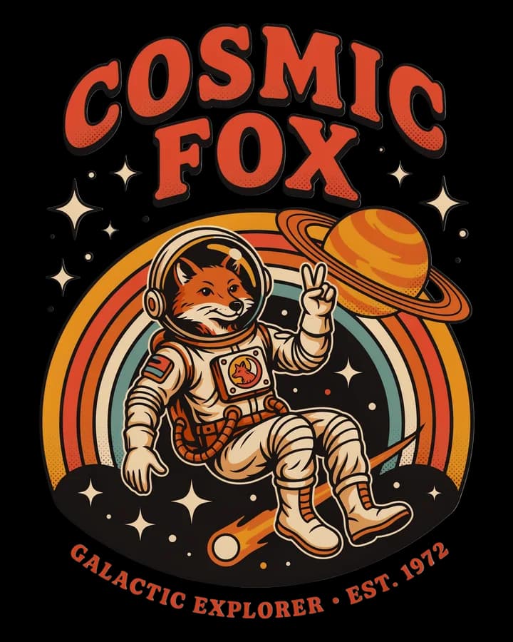 A cosmic fox astronaut, retro 70s style (4)
