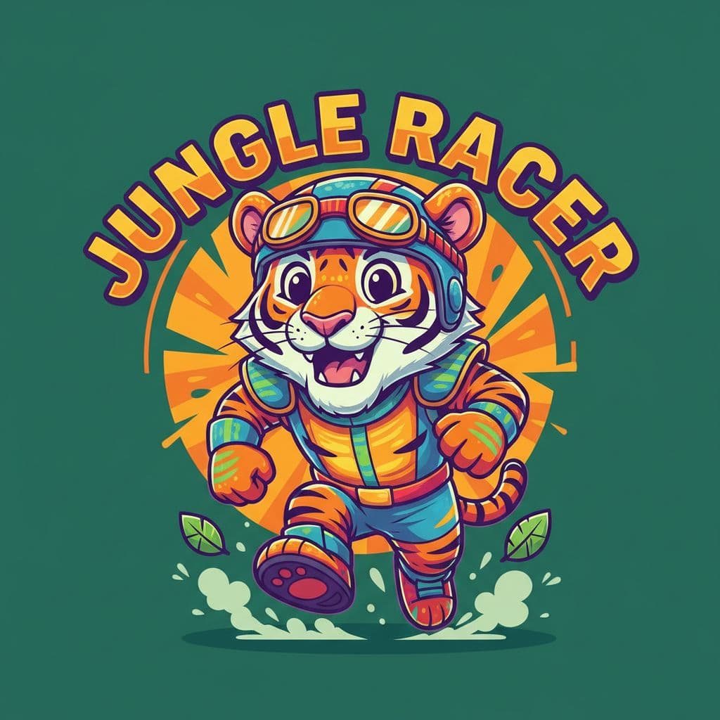 A racing character generated through a single FRAME prompt, one variable swapped at a time across the collection.